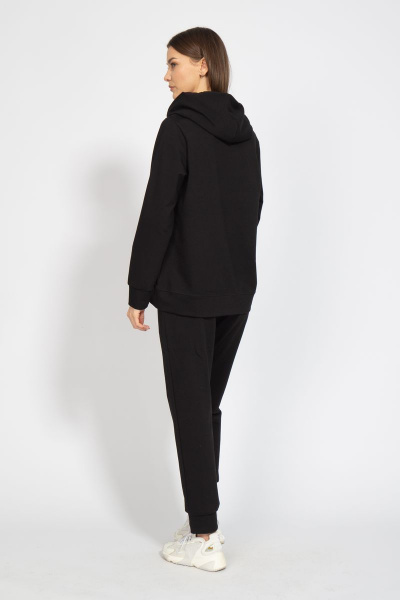 Худи классик с капюшоном из френч терри черный для повседневной носки Kivviwear 4016.12 - фото 12
