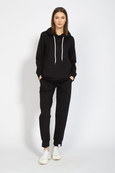 Худи классик с капюшоном из френч терри черный для повседневной носки Kivviwear 4016.12 - фото 11