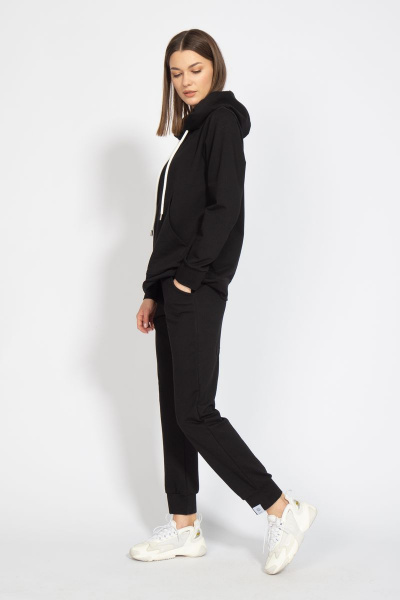 Худи классик с капюшоном из френч терри черный для повседневной носки Kivviwear 4016.12 - фото 9