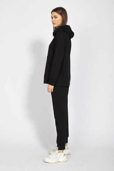 Худи классик с капюшоном из френч терри черный для повседневной носки Kivviwear 4016.12 - фото 8