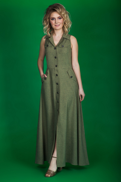 Платье Euromoda 100 хаки - фото 2