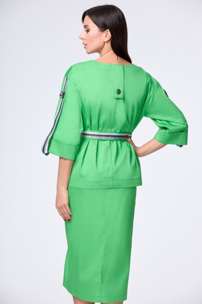 Городской костюм с жакетом, юбкой и топом из хлопка Anelli 1133 зеленый - фото 4