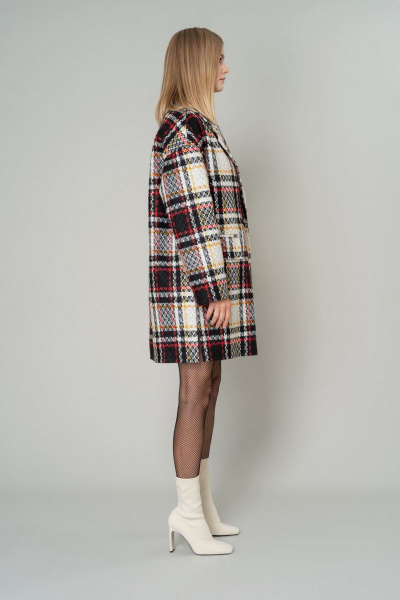 Демисезонное пальто из пальтовой ткани с ярким принтом Elema 1-11832-1-170 клетка - фото 3