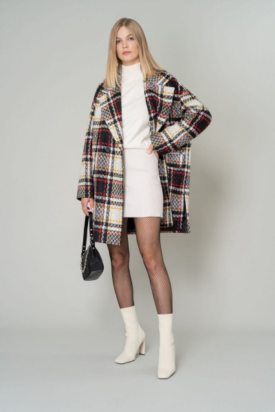 Демисезонное пальто из пальтовой ткани с ярким принтом Elema 1-11832-1-170 клетка - фото 1
