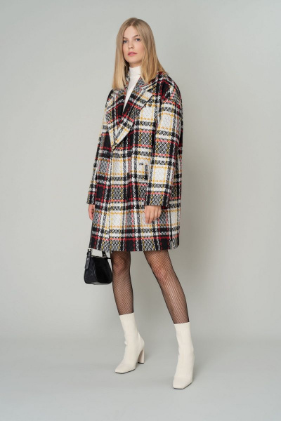 Демисезонное пальто из пальтовой ткани с ярким принтом Elema 1-11832-1-170 клетка - фото 2