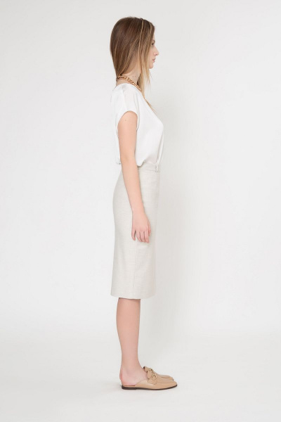 Юбка деловой и на каждый день из текстиля Elema 4К-11006-1-170 клетка_бежевый - фото 3