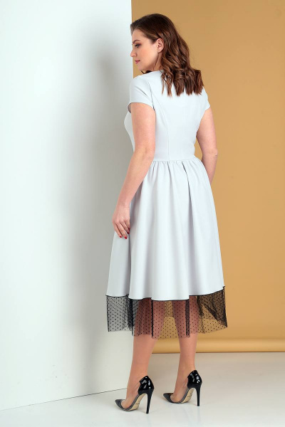 Серое летнее платье длиной 120 см для повседневных образов Liona Style 688 жемчуг - фото 3