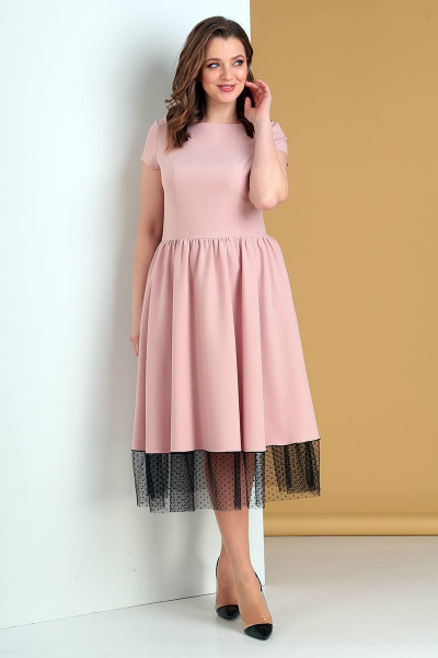 Розовое летнее платье длиной 120 см для повседневности Liona Style 688 пудра - фото 3