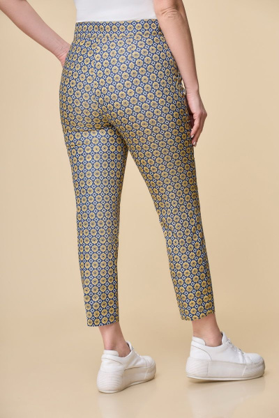 Мультиколоровые брюки из хлопка длиной 94 см с удобной посадкой DaLi 3225 джинс-горчица - фото 3