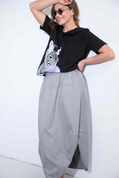 Юбка бохо с карманами из трикотажа SOVA 11150Ю серый - фото 2