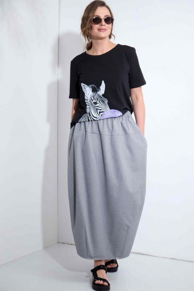 Юбка бохо с карманами из трикотажа SOVA 11150Ю серый - фото 1