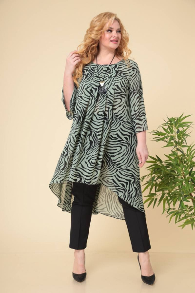 Брюки, туника Romanovich Style 2-2294 черный/олива - фото 1