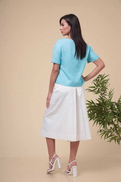 Блуза, кюлоты Romanovich Style 2-1971 белый/голубой - фото 5