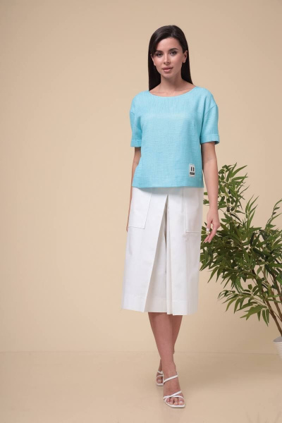 Блуза, кюлоты Romanovich Style 2-1971 белый/голубой - фото 2