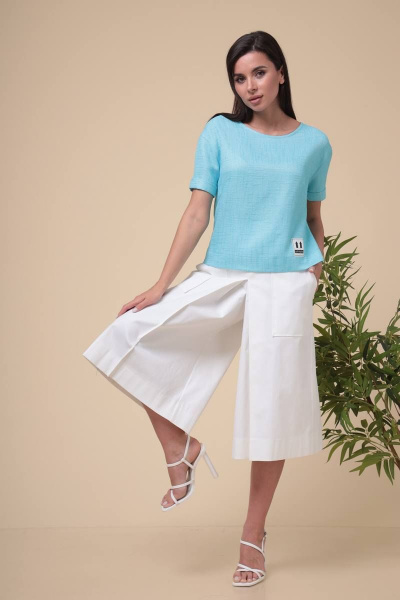 Блуза, кюлоты Romanovich Style 2-1971 белый/голубой - фото 1