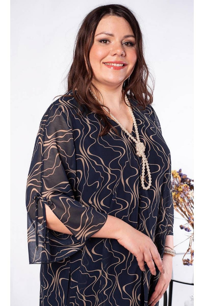 Платье на пол и большой размер из шифона и трикотажа Camelia 21202 1 - фото 3