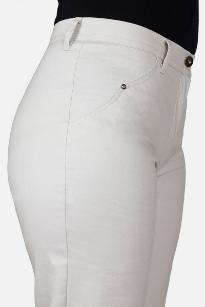 Брюки летние свободные на высокой посадке из джинса Mirolia 069 бежевый - фото 3