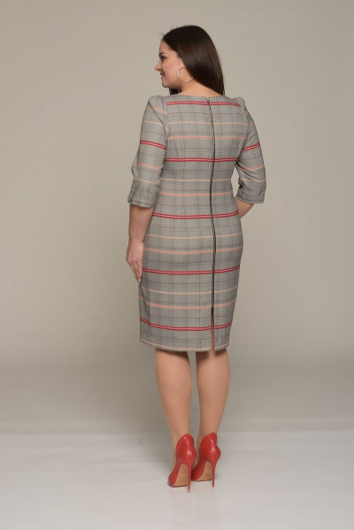 Платье Lady Style Classic 432 серый+красный - фото 2