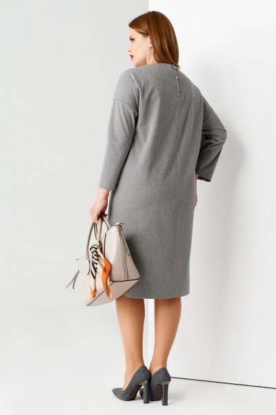 Большие размеры платье-миди из текстиля с декором Панда 61780w серый - фото 2