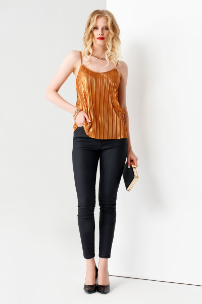 Блуза на бретельках с золотистым напылением и складкой Панда 70740w терракотовый - фото 1