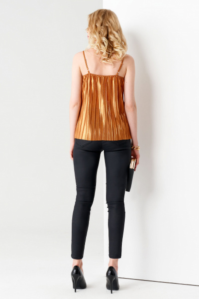 Блуза на бретельках с золотистым напылением и складкой Панда 70740w терракотовый - фото 2