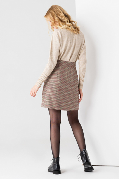 Юбка трапеция с запахом и пуговицами из текстиля Панда 75850w мультиколор - фото 2