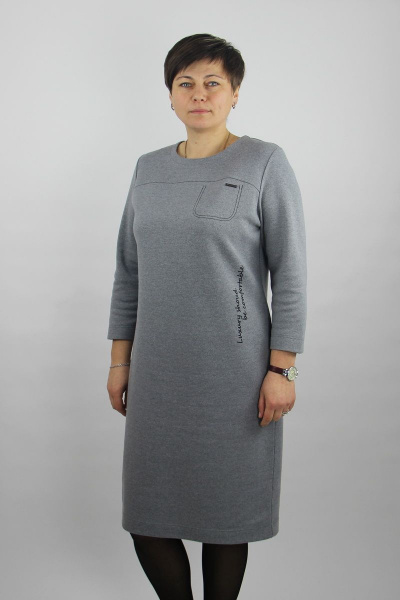 Платье вязаное трикотаж хлопок на каждый день Полесье С4405-21 1С1267-Д43 164 св.серый_меланж - фото 1