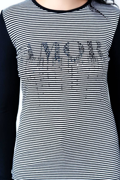 Демисезонный джемпер из комбинированной ткани с пайетками La rouge 30151 черный-(полоска) - фото 4