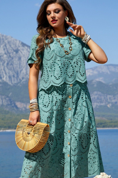 Блуза, юбка Vittoria Queen 15303 темно-бирюзовый - фото 2