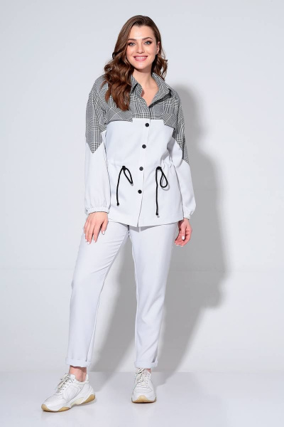 Комплект рубашка и брюки зауженные с эластичной тесьмой Liona Style 802 жемчужный - фото 1