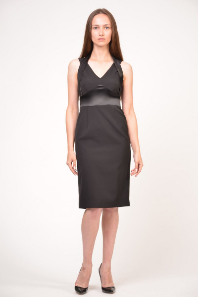 Платье черное мини из плотной ткани с классическим кройом Domna 424(164) черный - фото 5