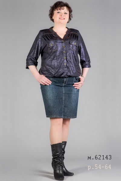 Блуза из текстиля с длинным рукавом в демисезонном стиле Таир-Гранд 62143 сирень - фото 1