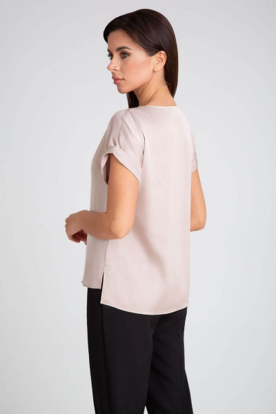 Бежевый деловой блузон из искусственного шелка с застежками IVARI 402 бежевый - фото 6