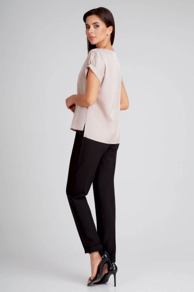 Бежевый деловой блузон из искусственного шелка с застежками IVARI 402 бежевый - фото 4