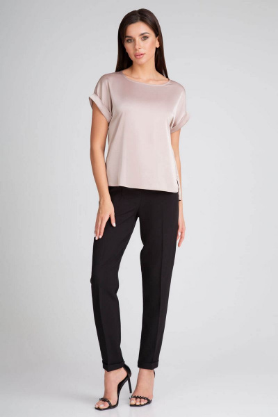 Бежевый деловой блузон из искусственного шелка с застежками IVARI 402 бежевый - фото 3