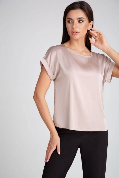 Бежевый деловой блузон из искусственного шелка с застежками IVARI 402 бежевый - фото 2