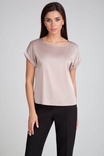 Бежевый деловой блузон из искусственного шелка с застежками IVARI 402 бежевый - фото 1