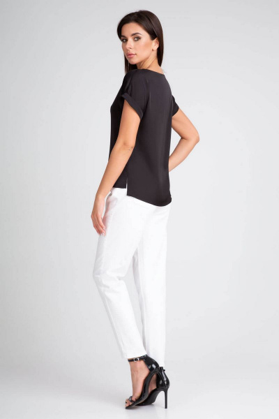 Блуза из искусственного шелка атласный крой с вырезом горловины IVARI 402 черный - фото 4