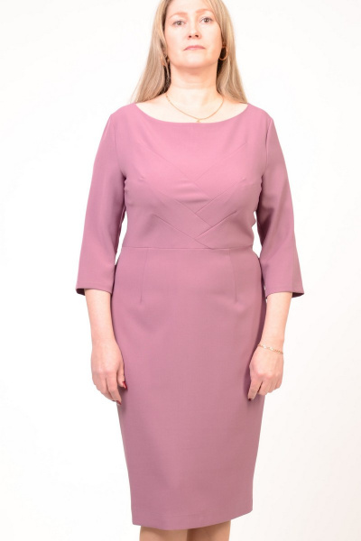 Розовое платье с идеальной посадкой и рельефами Domna 443 сирень - фото 4