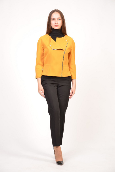 Пальто oversize с утеплителем и широкими полосами Domna 8412 шафрановый - фото 5