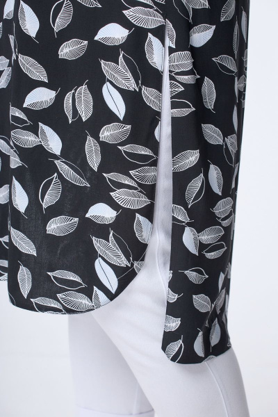 Брюки, туника БАГРЯНИЦА 3010 черный-листики - фото 7