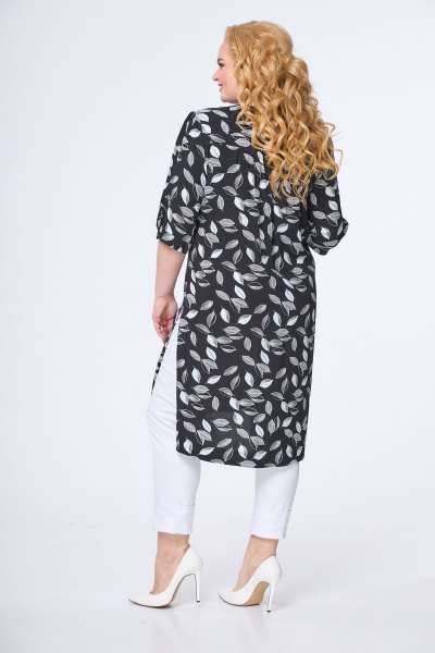 Брюки, туника БАГРЯНИЦА 3010 черный-листики - фото 6