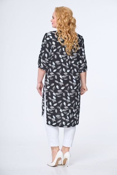 Брюки, туника БАГРЯНИЦА 3010 черный-листики - фото 4
