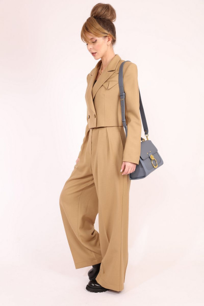 Деловой костюм 2-ка: укороченный жакет и брюки палаццо LM КТ4041 - фото 5