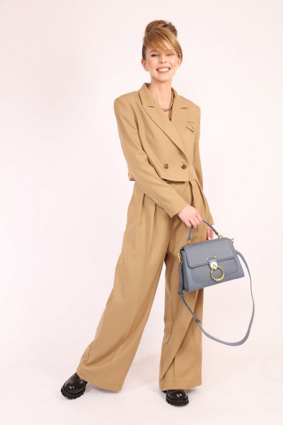 Деловой костюм 2-ка: укороченный жакет и брюки палаццо LM КТ4041 - фото 4