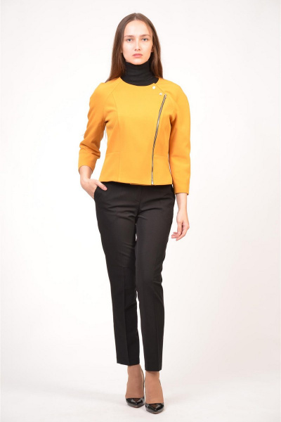 Пальто oversize с утеплителем и широкими полосами Domna 8412 шафрановый - фото 1