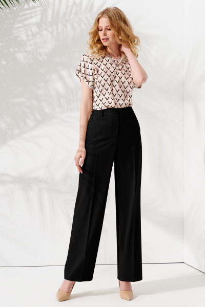 Широкие брюки палаццо из костюмной вискозы Панда 79860w черный - фото 1
