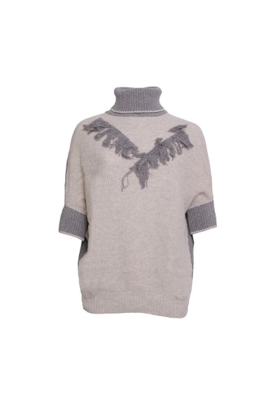 Свитер демисезонный серый вязаный шерсть BURVIN 6480-85 1 - фото 1