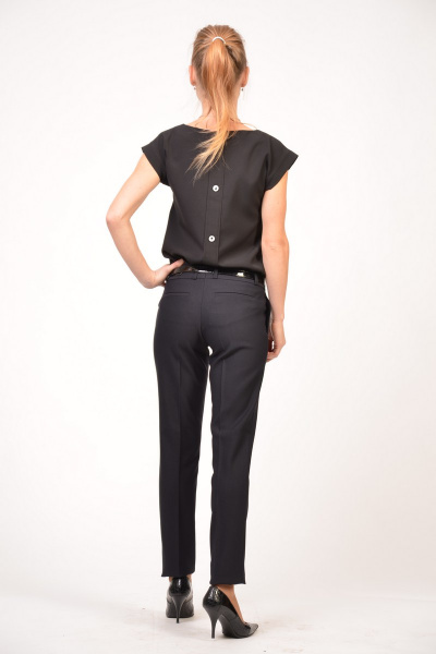 Классические зауженные брюки со стрелками и регулируемым поясом Domna 12068.164 темно-синий - фото 2