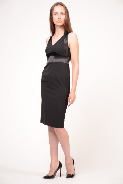 Платье черное мини из плотной ткани с классическим кройом Domna 424(164) черный - фото 1